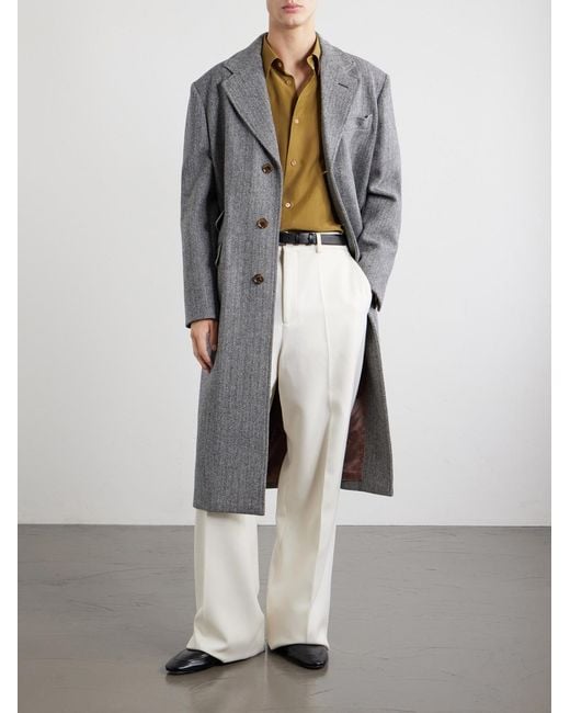 Valentino Garavani Gray Herringbone Virgin Wool Coat for men