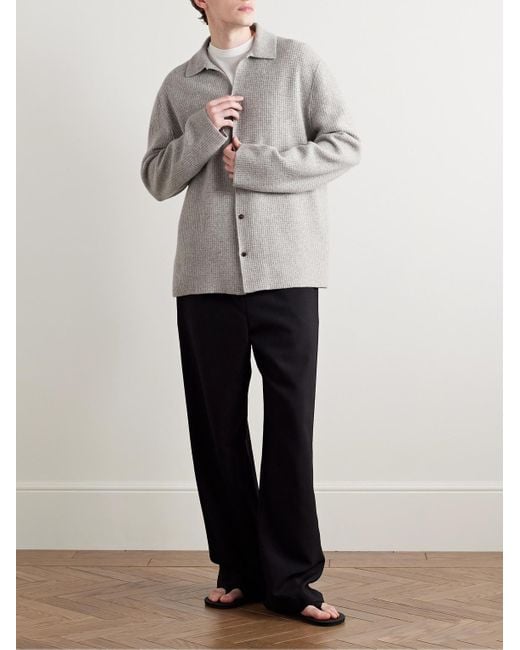 The Row Gray Barkley Waffle-Knit Wool And Cashmere-Blend Overshirt for men