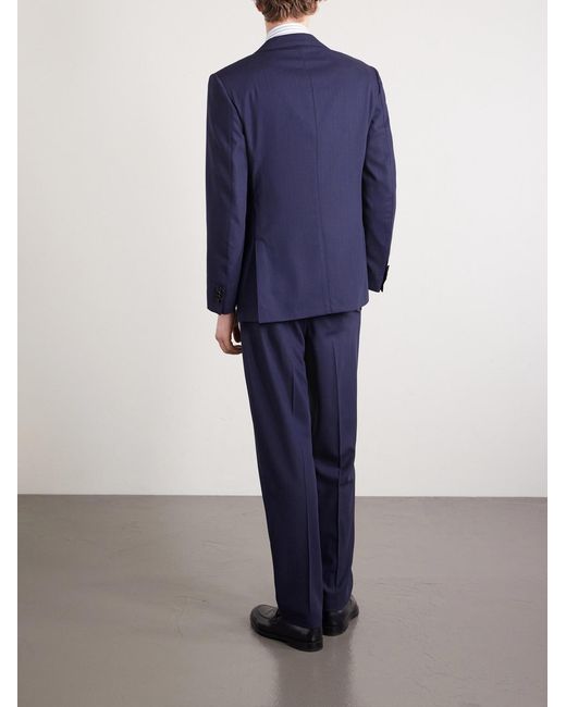 Dunhill Blue Pinstriped Wool Suit Jacket for men