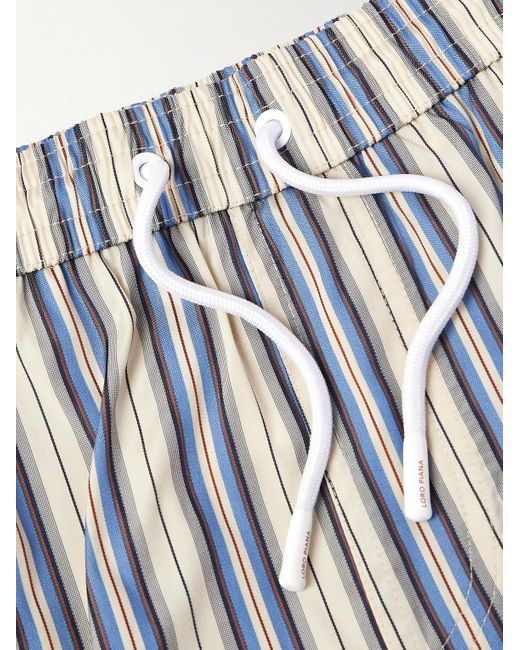 Loro Piana Bay Vintage gerade geschnittene mittellange Badeshorts mit Streifen und Logoprint in White für Herren