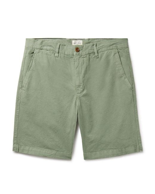 Hartford Green Byron Slim-fit Straight-leg Garment-dyed Cotton And Linen-blend Shorts for men