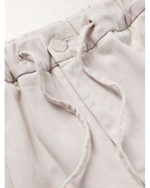 Thom Sweeney Gerade geschnittene Hose aus Twill aus einer Baumwollmischung mit Kordelzugbund und Falten in White für Herren