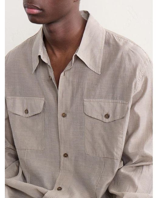 Our Legacy White Plough Checked Cotton And Silk-blend Shirt for men