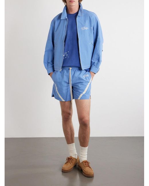 CHERRY LA Blue Logo-Embroidered Paint-Splattered Shell Jacket for men