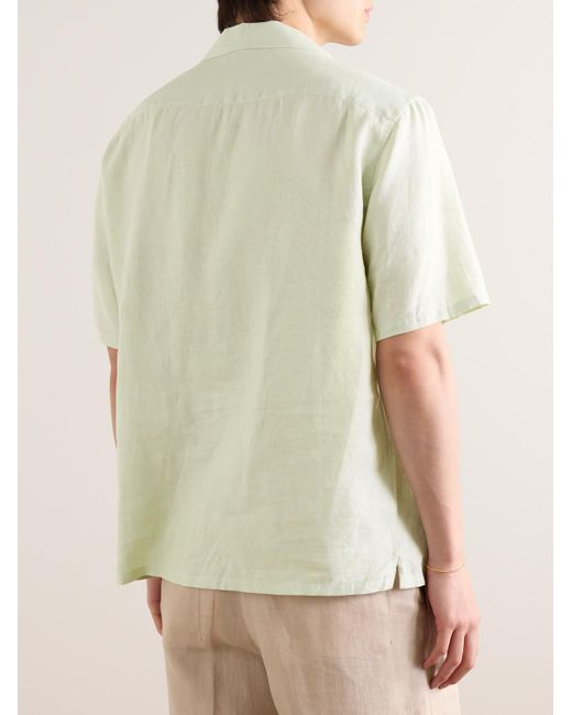 Zegna Green Camp-collar Oasi Linen Shirt for men