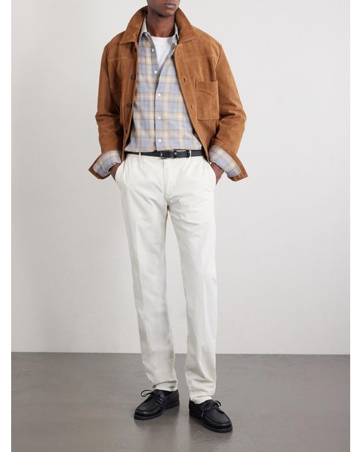 Slowear White Straight-leg Cotton-corduroy Trousers for men