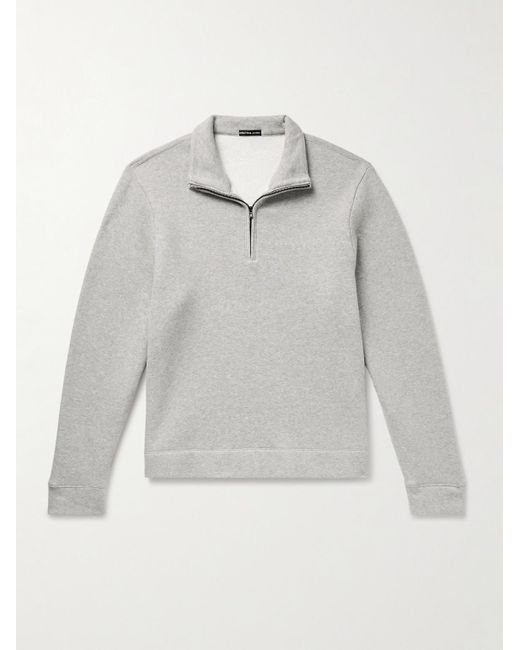 James Perse Gray Cozy Cotton-Blend Jersey Half-Zip Sweatshirt for men