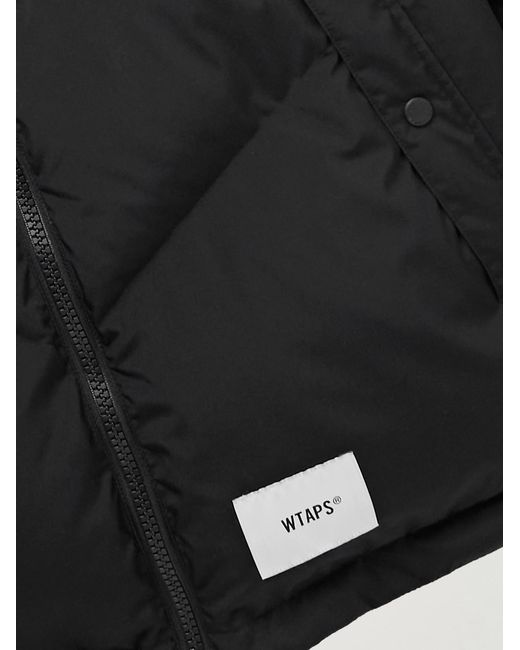 (w)taps Black Logo-Embroidered Quilted Shell Down Jacket for men