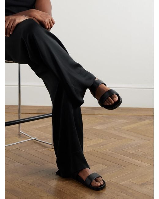 Saint Laurent Black Nichols Leather Slides for men