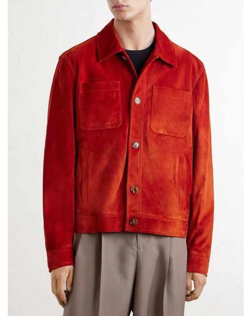 Valentino Garavani Red Suede Jacket for men