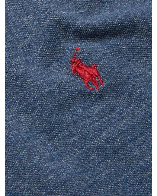 Polo Ralph Lauren Blue Slim-Fit Mélange Cotton-Piqué Polo Shirt for men