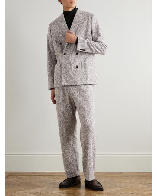 NN07 Gray Jordin 1087 Double-Breasted Recycled-Herringbone Suit Jacket for men