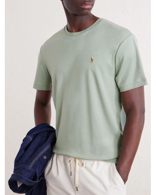 Polo Ralph Lauren Green Logo-embroidered Cotton-jersey T-shirt for men