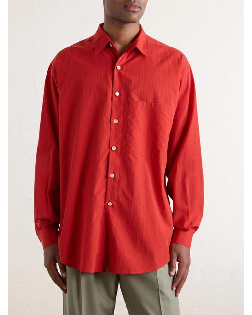 Auralee Red Cotton-poplin Shirt for men
