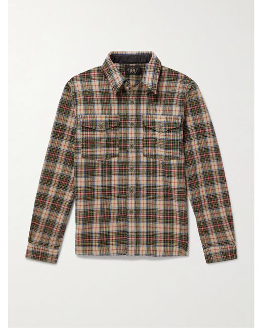 Wool-Blend Flannel Shirt di RRL in Brown da Uomo