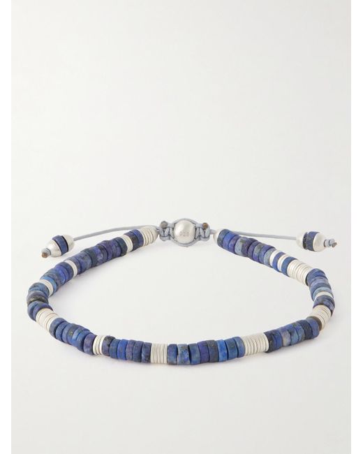 M. Cohen Metallic Lapis Lazuli And Sterling Silver Beaded Bracelet for men