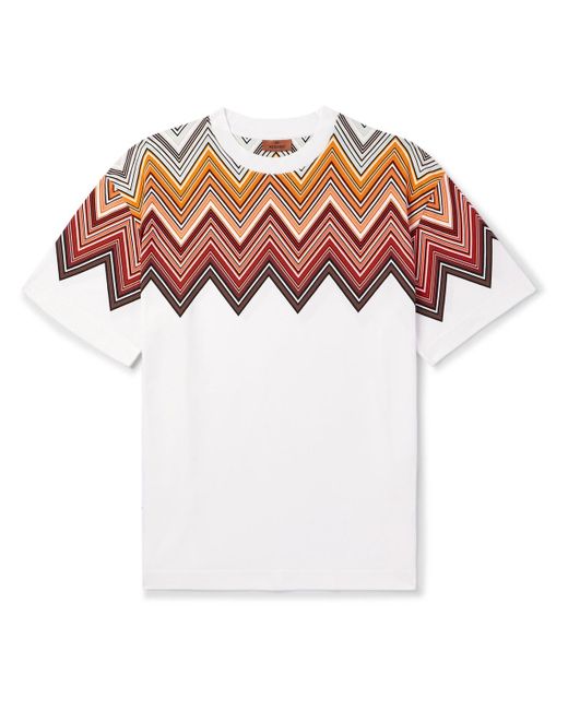 Missoni White Oversized Logo-appliquéd Printed Cotton-jersey T-shirt for men
