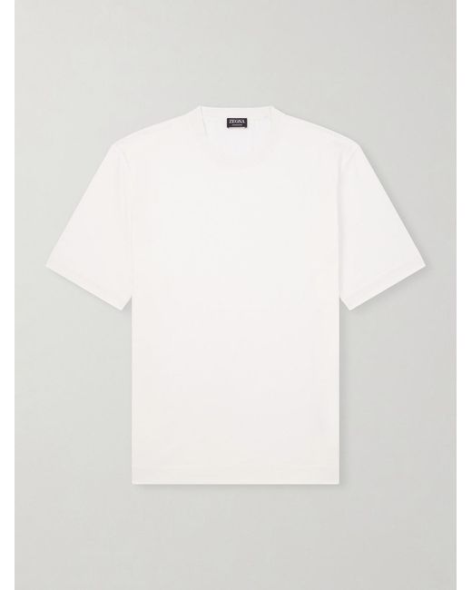 Zegna White Cotton And Silk-blend Jersey T-shirt for men