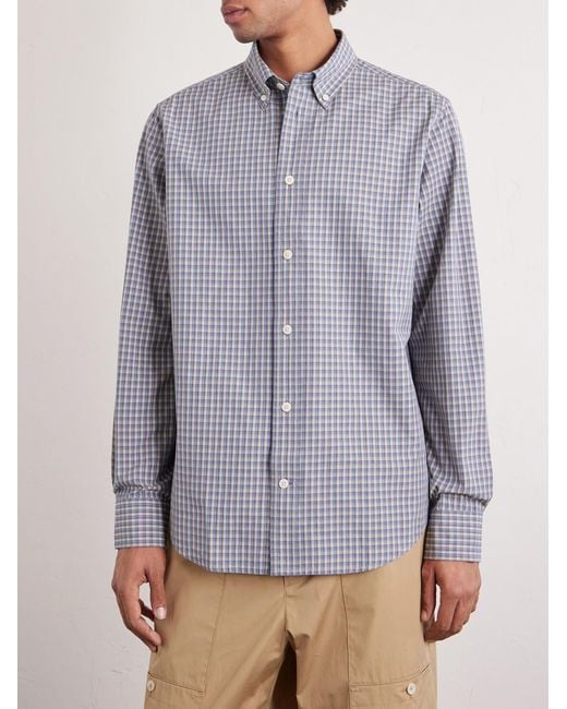 NN07 Blue Colby 50024 Button-down Collar Checked Cotton Shirt for men