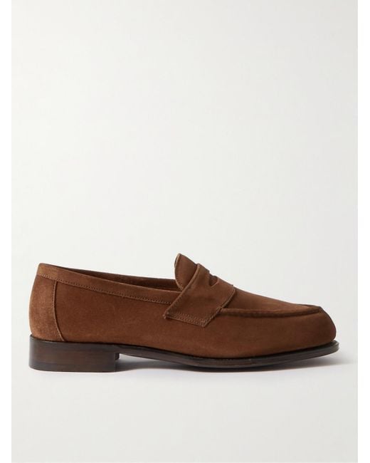 George Cleverley Brown Cannes Suede Penny Loafers for men