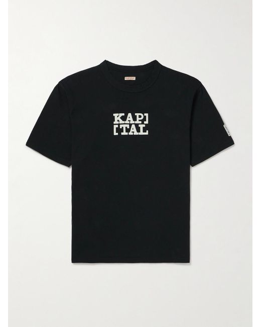 T-shirt in jersey di cotone con logo Rookie di Kapital in Black da Uomo