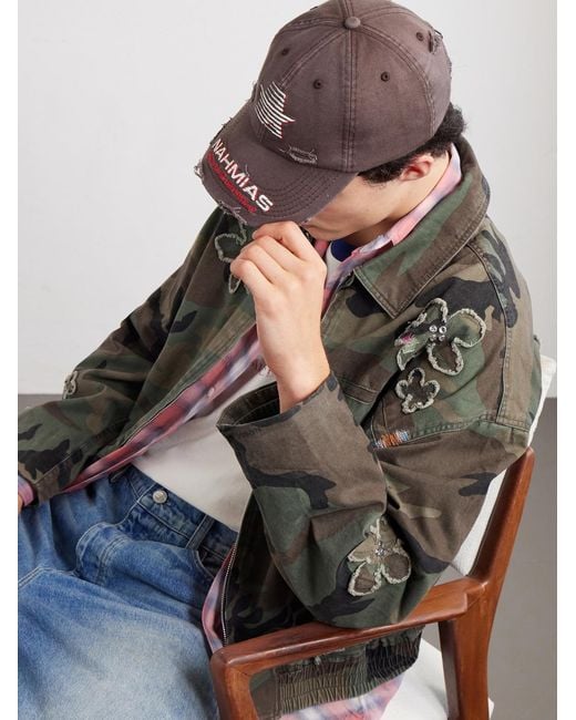 NAHMIAS Green Embellished Printed Cotton-twill Bomber Jacket for men