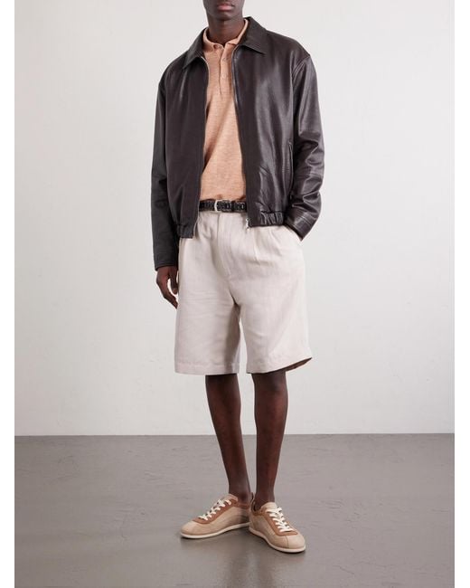 Brunello Cucinelli Black Leather Jacket for men