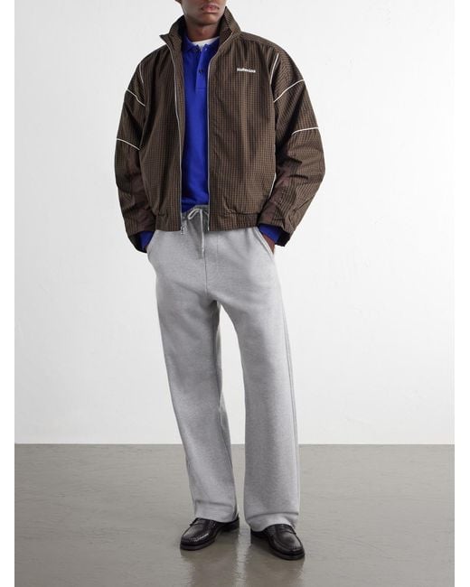 NAHMIAS Brown Grid Checked Logo-Embroidered Cotton Blouson Jacket for men