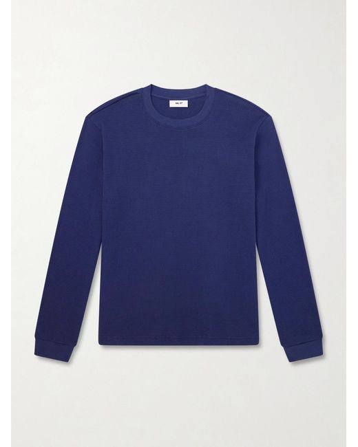 NN07 Blue Jett 30035 Waffle-Knit Organic Cotton Sweater for men