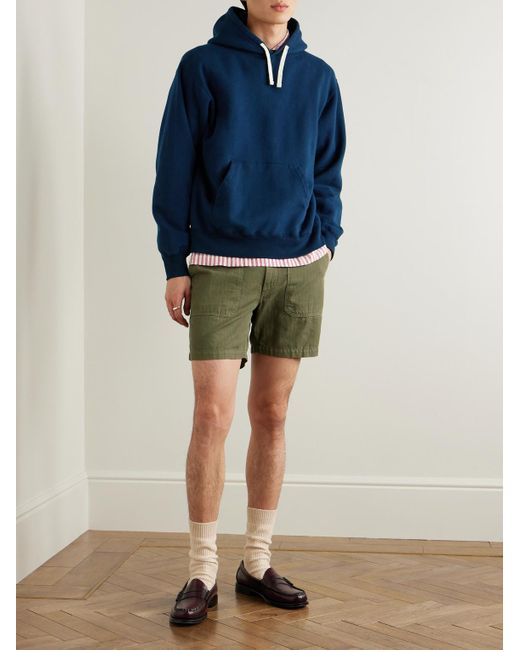 Beams Plus Blue Cotton-Jersey Hoodie for men