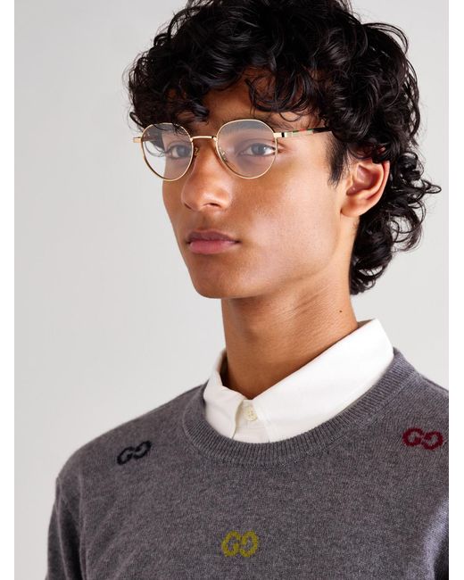 Gucci Natural Round-Frame-Tone Optical Glasses for men