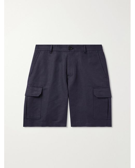 Loro Piana Blue Straight-Leg Cotton And Linen-Blend Cargo Shorts for men