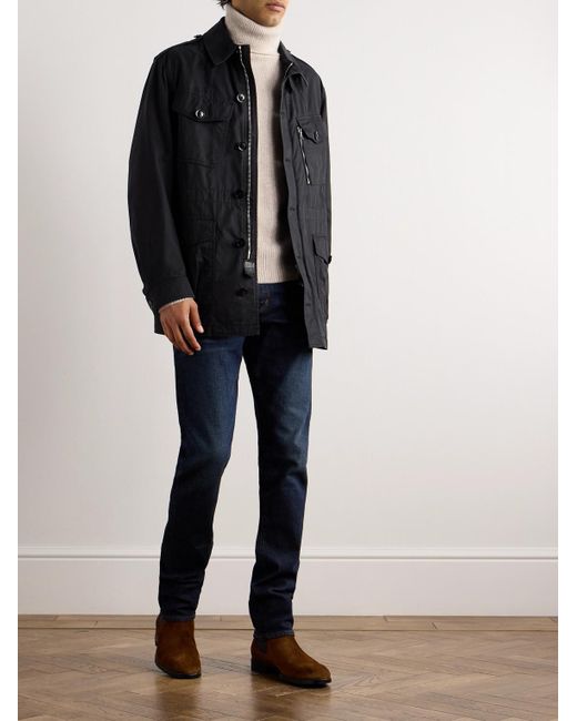 Tom Ford Natural Ribbed Brushed Cashmere And Silk-Blend Rollneck Sweater for men