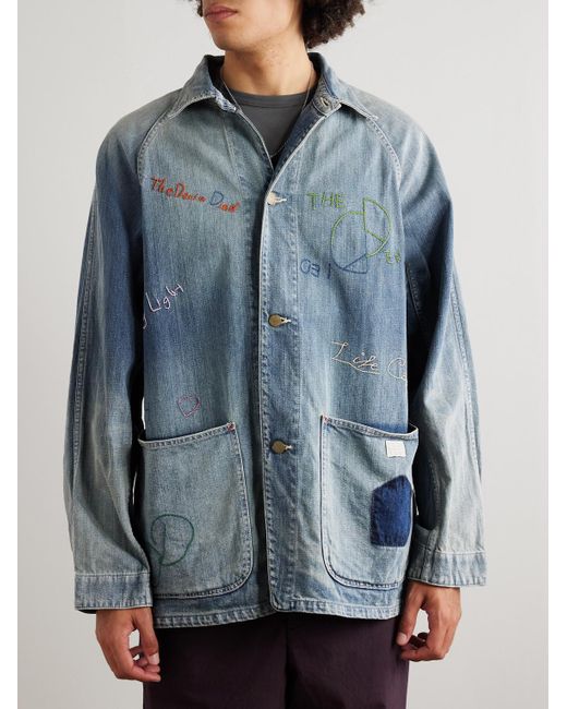 Kapital Blue Cactus Embroidered Denim Jacket for men