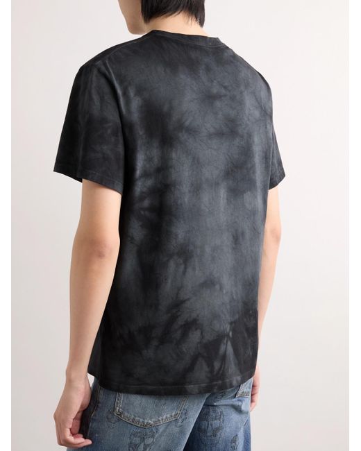 McQueen Gray Logo-Embroidered Tie-Dyed Cotton-Jersey T-Shirt for men