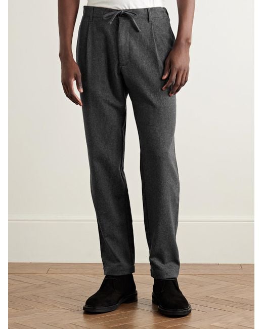 Hartford Gray Tanker Straight-Leg Wool-Blend Drawstring Trousers for men