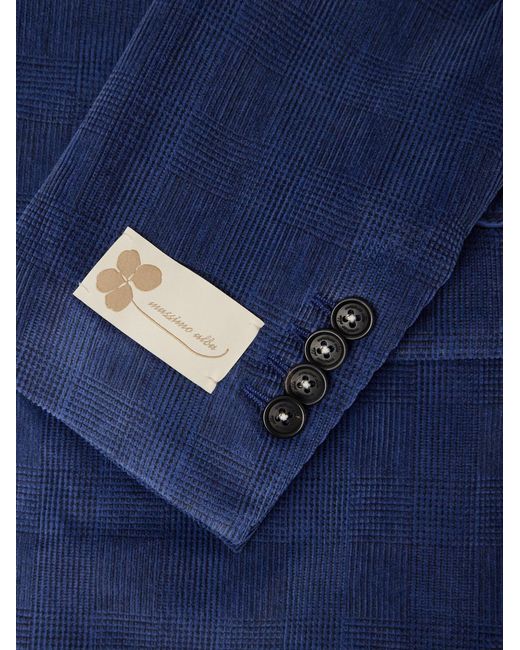 Massimo Alba Blue Catch2 Prince Of Wales Checked Cotton-Blend Corduroy Blazer for men
