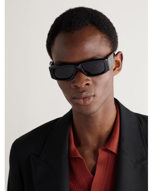 Jacques Marie Mage Black Romi Rectangular-Frame Acetate Sunglasses for men