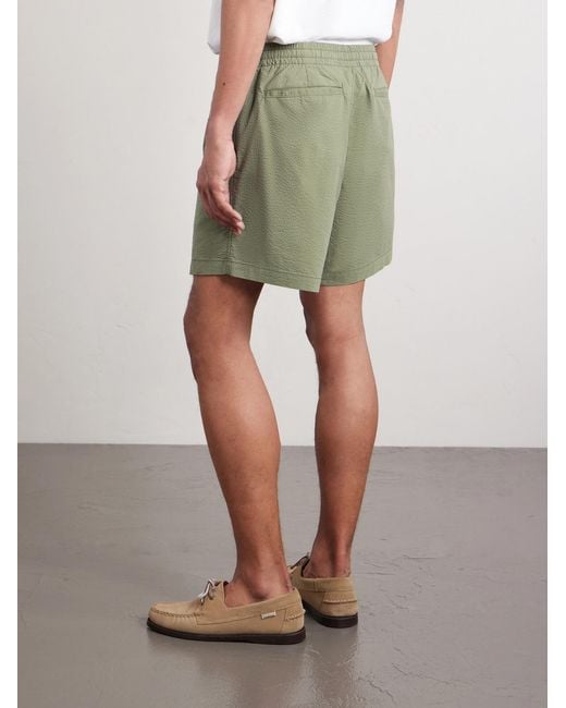 Polo Ralph Lauren Green Straight-Leg Cotton-Blend Seersucker Drawstring Shorts for men