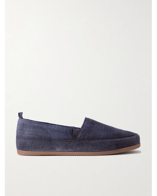 Mulo Blue Garment-Dyed Canvas Espadrilles for men