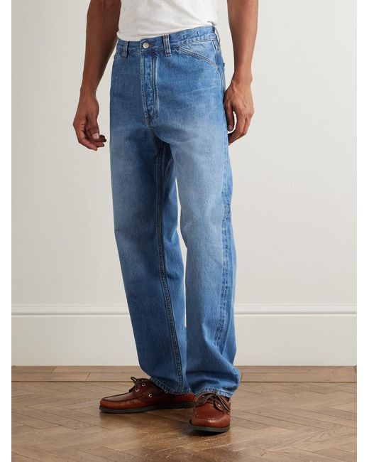 Drake's Blue Straight-Leg Selvedge Jeans for men