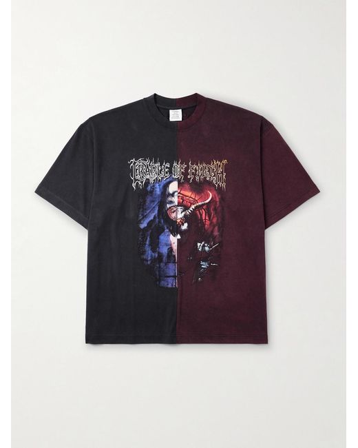 Vetements Blue Cradle Of Filth Oversized Panelled Printed Cotton-Jersey T-Shirt for men