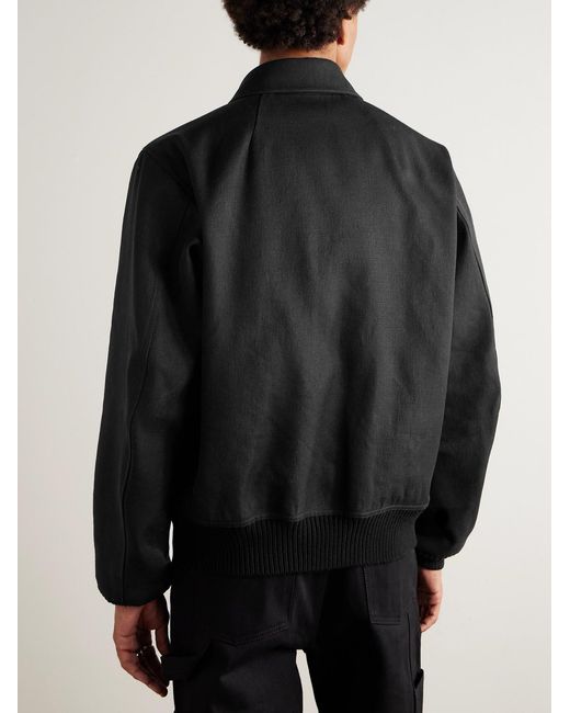 Rick Owens Black Belted Linen And Wool-blend Bomber Jacket for men