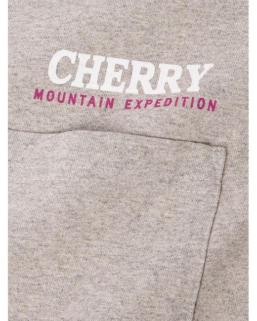 T-shirt in jersey di cotone tinta in capo con logo Mountain Expedition di CHERRY LA in White da Uomo