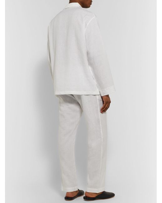 Anderson & Sheppard White Linen Pyjama Set for men