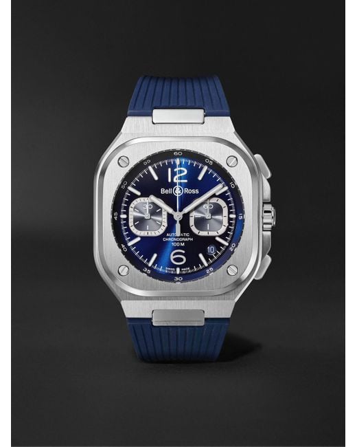 Bell & Ross Blue Br 05 Automatic Chronograph 42Mm Stainless Steel And Rubber Watch, Ref.No. Br05C-Bubu-St/Srb for men