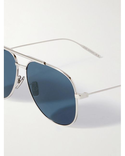 Givenchy Blue Gv Speed Aviator-style Silver-tone Sunglasses for men