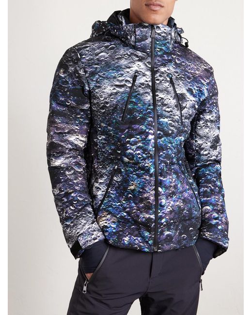Aztech Mountain Blue Mdj Nuke Suit Printed Quilted Hooded Down Ski Jacket for men