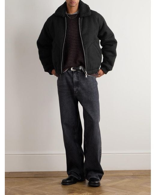 A Kind Of Guise Black Gobi Bear Cropped Wool And Cotton-Blend Bomber Jacket for men
