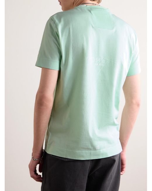 Givenchy Green Reverse Logo-Print Cotton T-Shirt for men